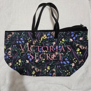 Victoria's Secret Weekender Bag Tote Floral Print Zip Closure 24" X 14" X 14"